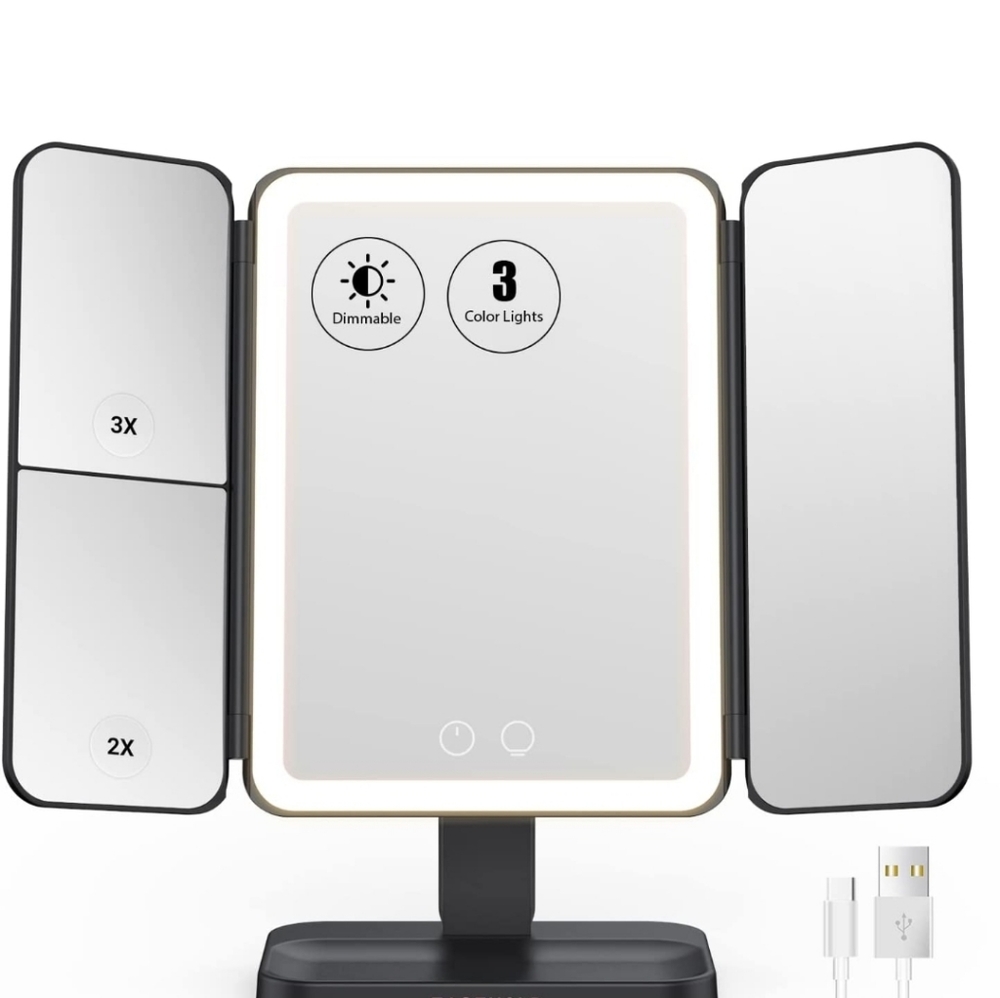 Lighted makeup mirror